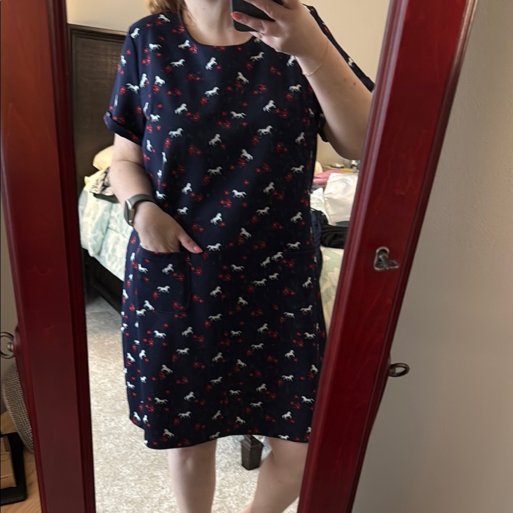 Navy Blue Horse Print Dress
